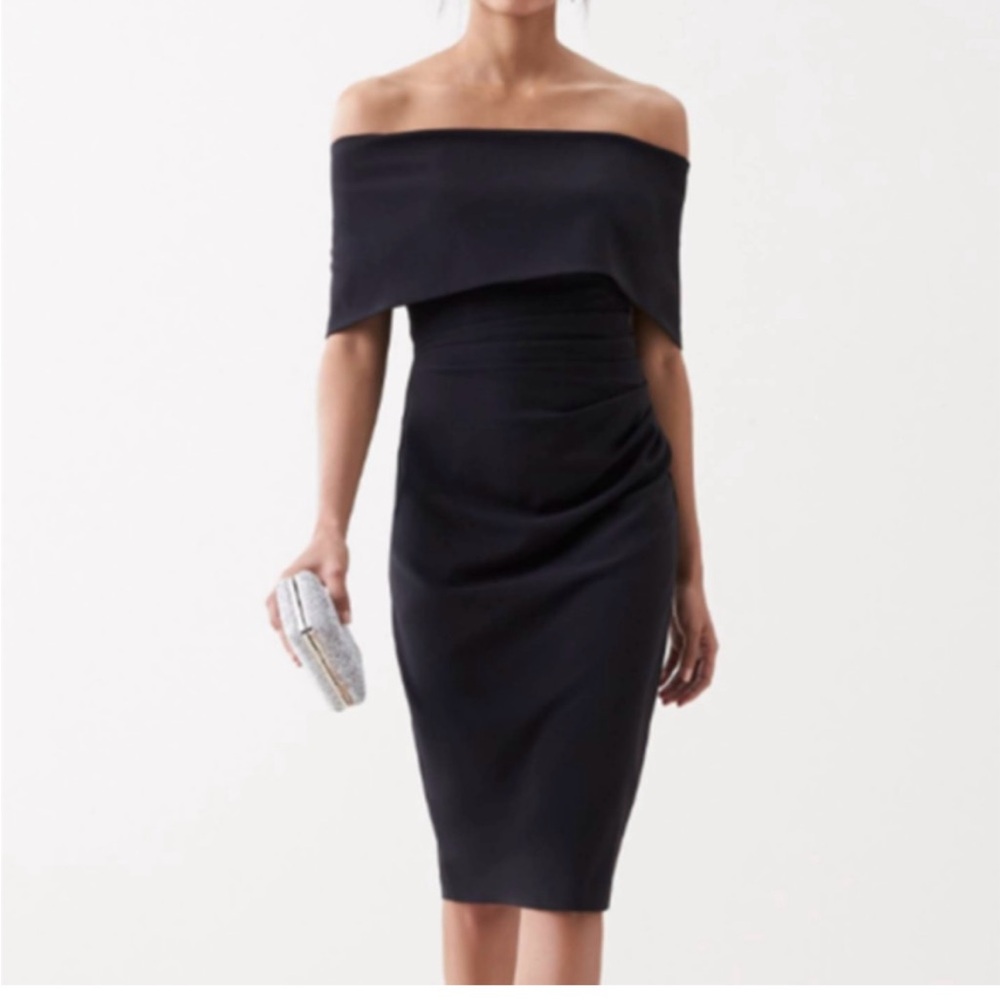 Vince Camuto Popover Off the Shoulder Dress black 10 NWT